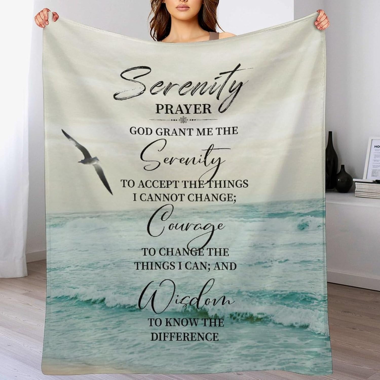 Serenity Prayer Blanket Christian Gifts for Women & Men Religious Throw Blanket Christian Blanket Bible Verse Blanket for Kids Adults Soft Warm Cozy Fleece Blanket for Couch Sofa Bed 40"x50"