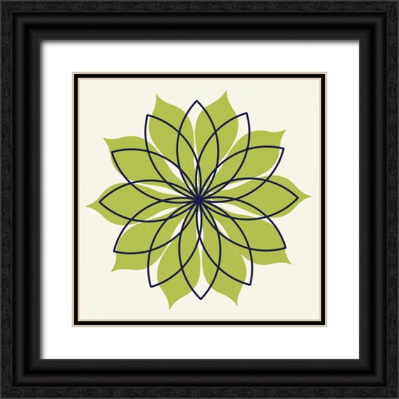 Robinson, Tamara 26x26 Black Ornate Wood Framed with Double Matting Museum Art Print Titled - Flower Outline 3F