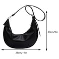 thumbnail image 2 of Bolsos de viaje de media luna para mujer Bolso bandolera de moda Bolso bandolera de cuero PU de color sólido, 2 of 9