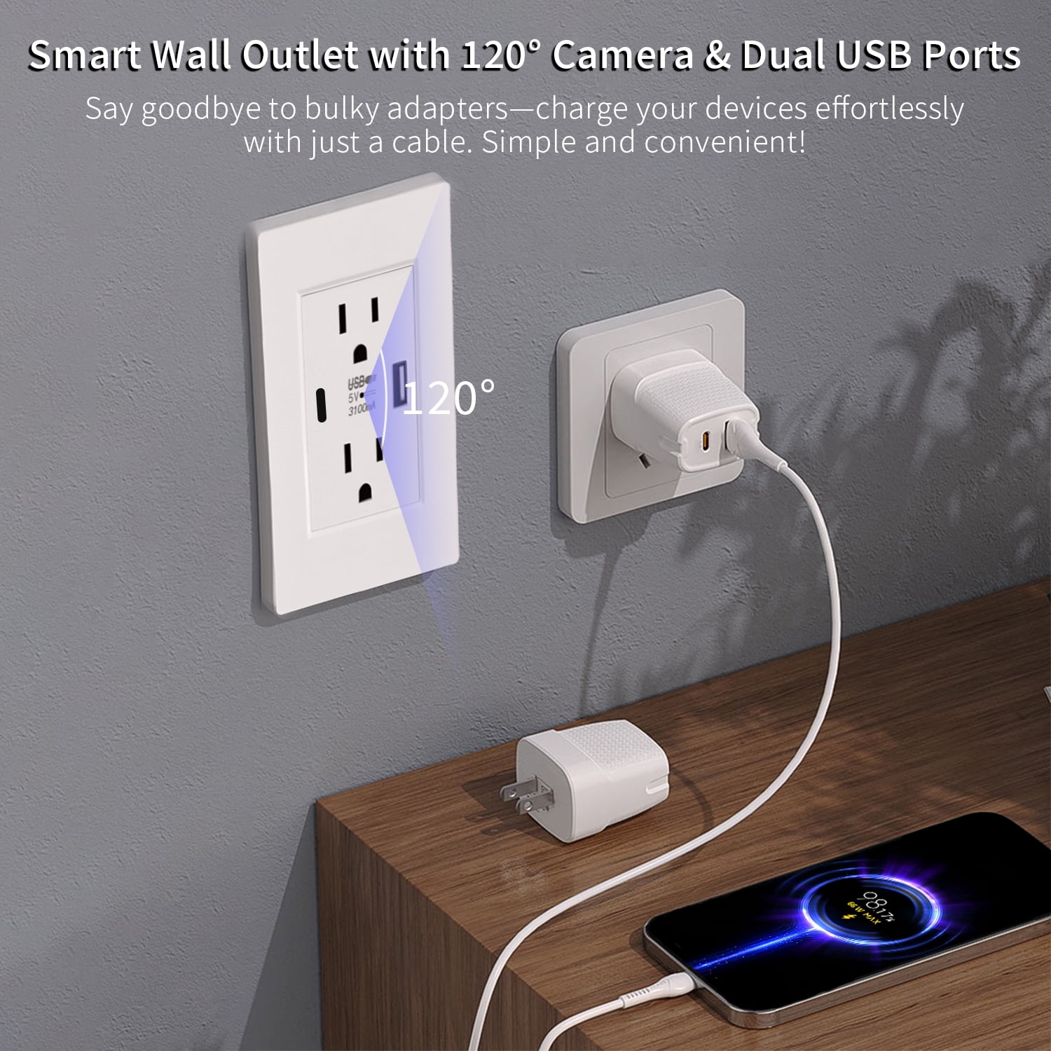Yaoinaoou WIFI Mini Camera 1080P HD AC Wall Socket Home Security Cam Video Recorder with Motion Detection,Cloud Storage,2 Plug Outlets &2 USB Ports,Indoor Surveillance Camera for Home,Office,and More