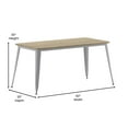 thumbnail image 5 of BizChair Commercial Indoor/Outdoor Dining Table with Umbrella Hole, 30" x 60" All Weather Brown Poly Resin Top and Silver Steel Base, 5 of 10