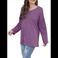 thumbnail image 2 of Blusas de Mujer de Larga con Cuello en V, Túnicas Casuales, Camisas Básicas, Blusas Holgadas Púrpura XXL, 2 of 7