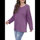 thumbnail image 2 of Blusas de Mujer de Larga con Cuello en V, Túnicas Casuales, Camisas Básicas, Blusas Holgadas Púrpura XL, 2 of 7