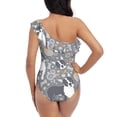 thumbnail image 5 of Picia Cute Dog And Flowers Pattern Women's One Piece Swimsuits,One Shoulder Swimwear Asymmetric ,Ruffle Monokinis Bathing Suits,High Waisted Flattering Bathing Suits-Small, 5 of 8