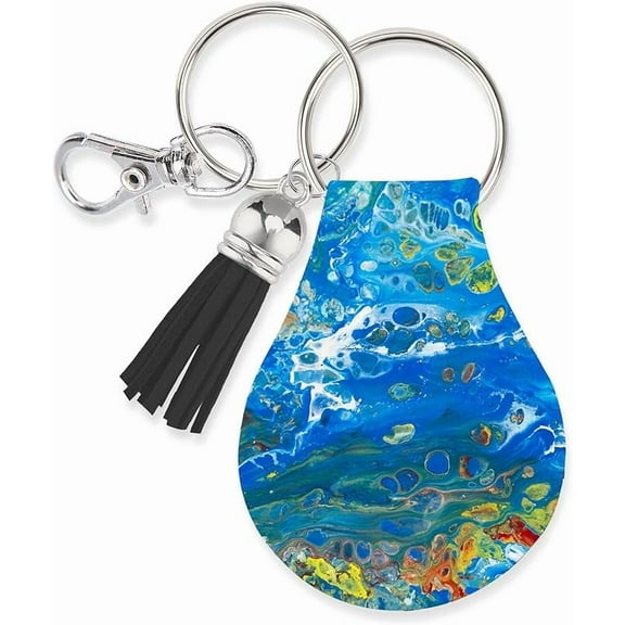 Jolitee Neoprene AirTag Compatible Case Keychain – Durable & Stylish Holder with Secure Ring and Clip, Compatible with Apple AirTag (Multi-Colored Psychedelic)