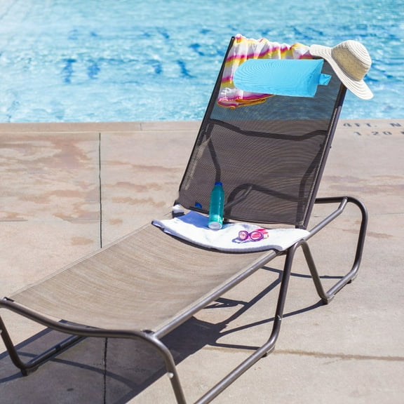 Clispeed Portable Blue Recliner Head Pillow with Strap and Removable Washable Cover