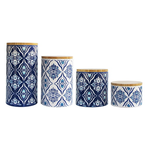 Blue Set of 3 American Atelier Canisters 