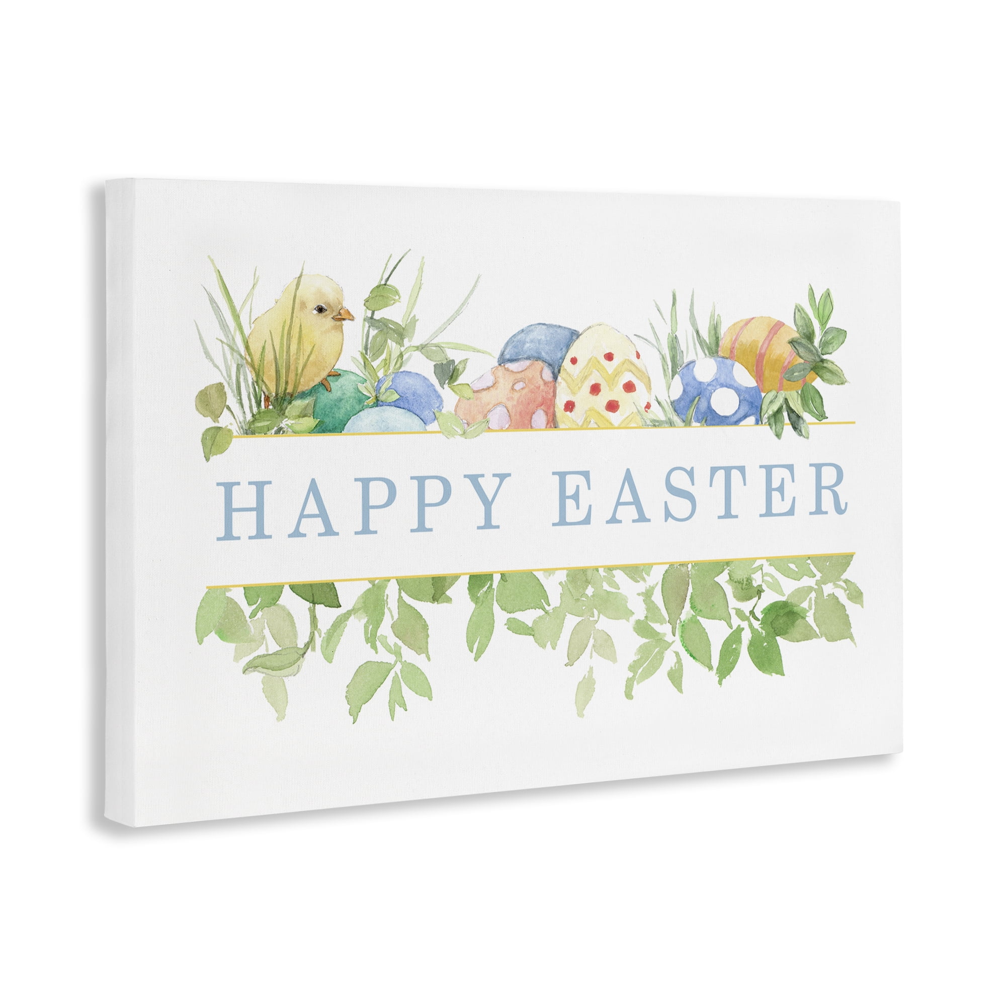 Stupell Industries Floral Happy Easter Holiday Painting Wrapped Canvas Art Print Wall Art, 24 x 16