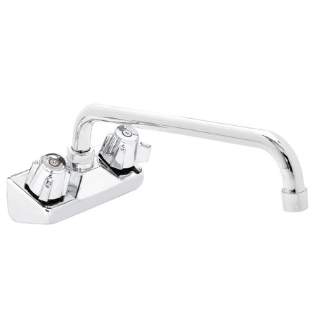 Kitchen Sink Faucet Wall Mount - DuraSteel 4" Center Commercial Kitchen Sink Faucet with 10" Swivel Spout - Dual Knob Handles - Brass Constructed & Chrome Polished