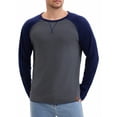 thumbnail image 4 of Men's Long Sleeve Tops Color Block Casual Raglan T-Shirt 2XL Gray Blue, 4 of 6