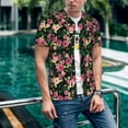 thumbnail image 6 of Zufioo Rose Flowers Print Men's Baseball Short Sleeve, Moisture Wicking Button-Down Hip Hop Tee-XX-Large, 6 of 7