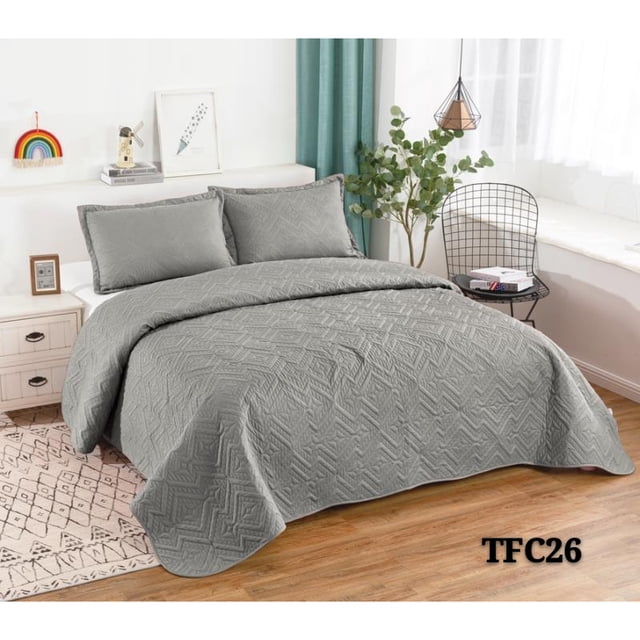 Funda de cama de verano para 2 plazas, poliéster gris, 230 x 250 cm