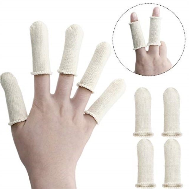 tatuo 50 packs finger cots cotton finger guards elastic finger