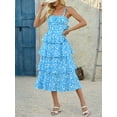 thumbnail image 4 of Spaghetti Strap Womens Floral Print Maxi Dresses Casual Sleeveless Ruffle Flowy Tiered Dress, 4 of 6