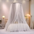 thumbnail image 2 of Double Layer Princess Round Dome Canopy Bed Curtain for Girls Adults,Children Dreamy Mosquito Net,Cute Bedroom Decoration Castle Play Tent Reading Nook Canopies(Dome-Grey/White), 2 of 14