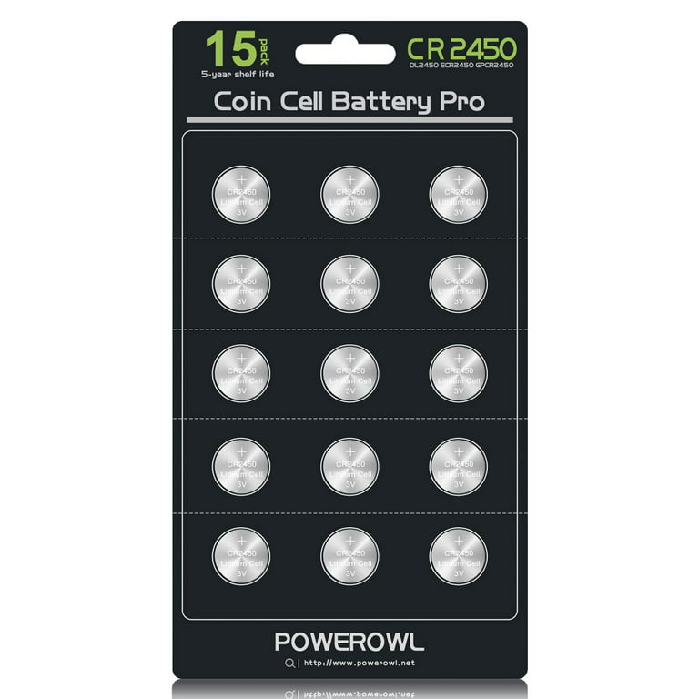 High Capacity CR2450 Battery (15-Pack) 3v Lithium Batteries, 10 Years  Leak-Free, Long Lasting CR 2450 