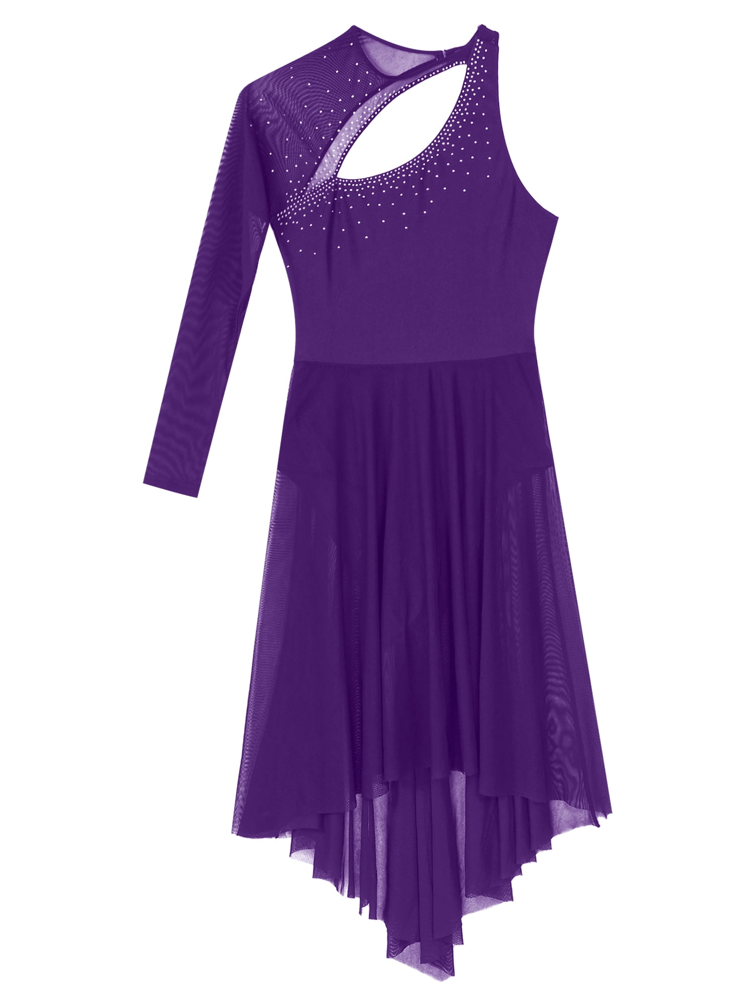 Dames kunstschaatsen dansjurken strass pure mesh patchwork turnpakje