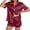 Wine Red, variant on Womens Silk Satin Pajamas Short Sleeve Loungewear Two-Piece Sleepwear Button-Down Pj Set
