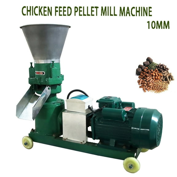 10MM Feed Pellet Mill Machine Animal Feed Granulator 3 Pressure Roller 220V 4.5KW 200KG/H
