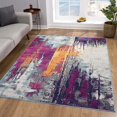 thumbnail image 3 of Rug Branch Savannah Abstract Mid-Century Modern Purple Orange Indoor Runner Rug For Entryway, Hallway, Bathroom, and Kitchen - 2' x 8' (2'3" X 8'), 3 of 6