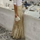 thumbnail image 4 of Falda larga con lentejuelas doradas para mujer: cintura elástica, corte ajustado, largo hasta el suelo. Elegante falda brillante para fiestas y eventos festivos., 4 of 8