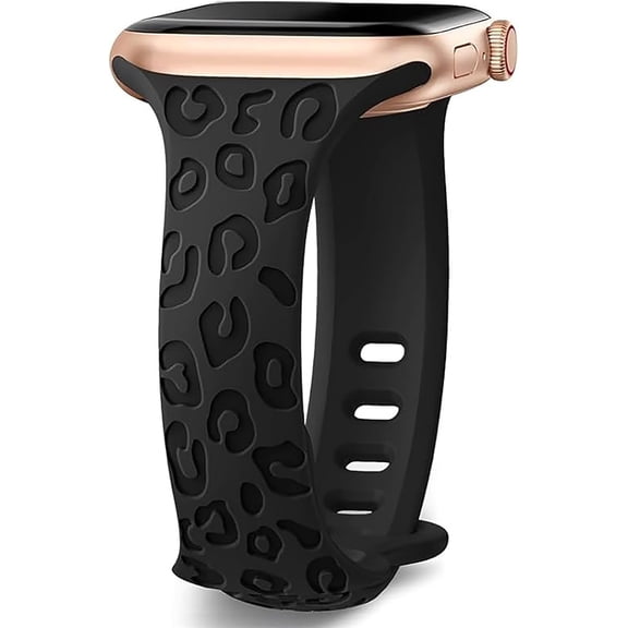 Leopard Engraved Bands - Stylish Silicone Wristbands for Apple Watch Series 1-9. Designed for Women and Men, these Sport Straps are available in sizes 40mm, 38mm, 41mm, 42mm, 44mm, 45mm, and 49mm