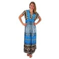 thumbnail image 3 of Damask Print Cap Sleeves Smocked Waist Plus Sized Maxi Dresses, 3 of 10