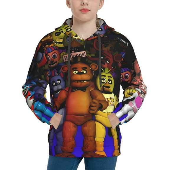 Saiise Unisex Kids Five Nights At Freddy'S Sweatshirt Boys Girls Hooded Kangaroo Pocket Pullover Hoodies-Small