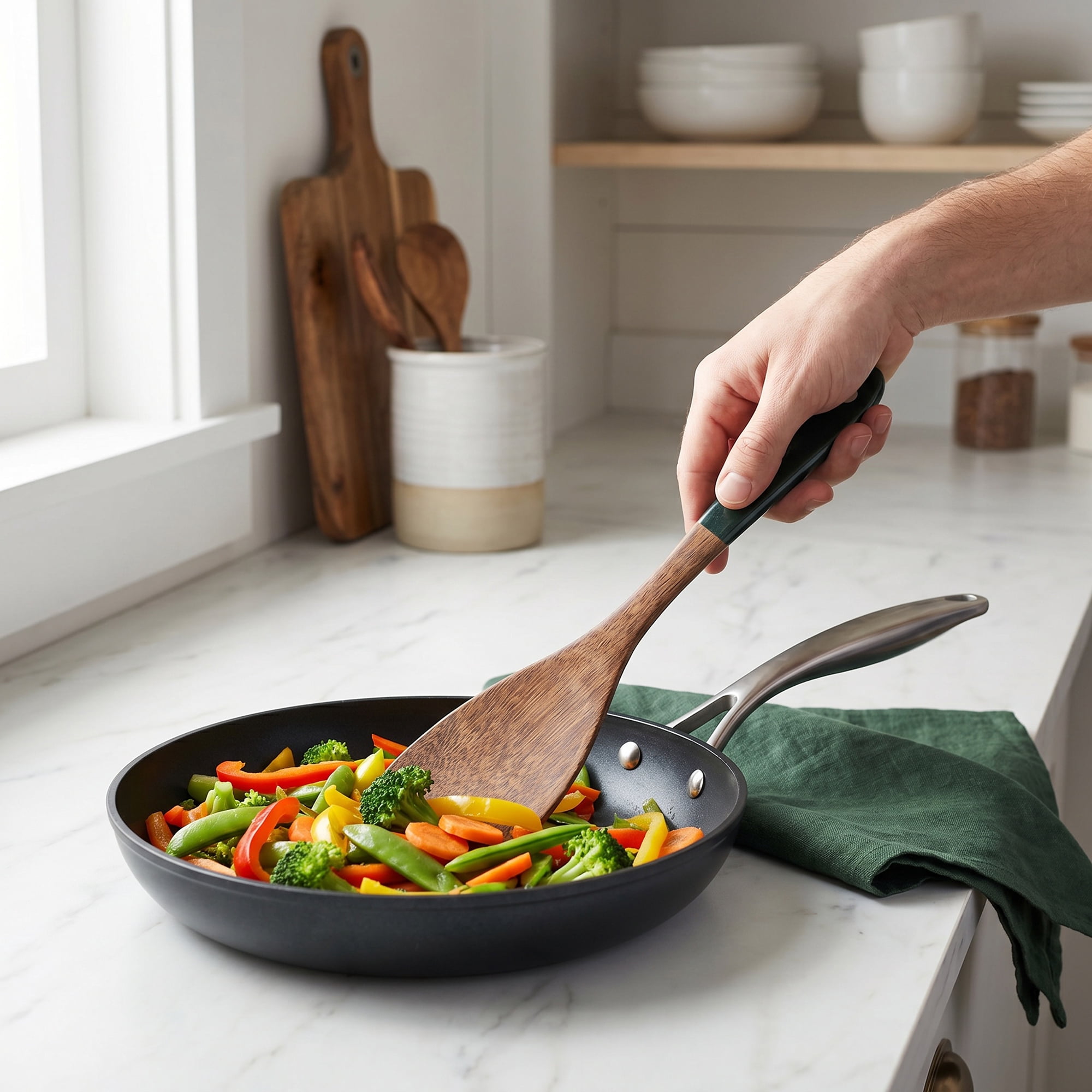 Unique Bargains Kitchen Heat-Resistant Spatula Cooking for Frying Brown 12.8x3.1 in