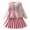 1#Pink, variant on Byoo Girls Outfits Ribbed Long Sleeve Top Leather Pleated Skirt Vest 3Pcs Set