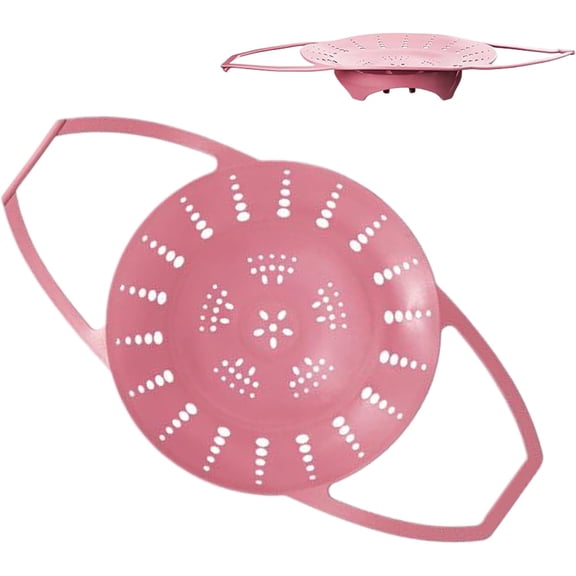 Silicone Steamer Basket with Heat-Resistant Handle, Non-Stick Steamer for Cooking Reusable Steam Basket for Pot, Pan, Crock Pot & More (Pink)