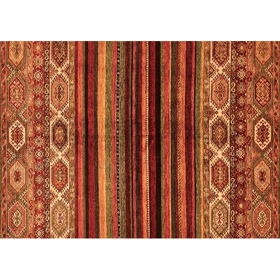 Ahgly Company Indoor Rectangle Abstract Orange Modern Area Rugs, 5' x 8'