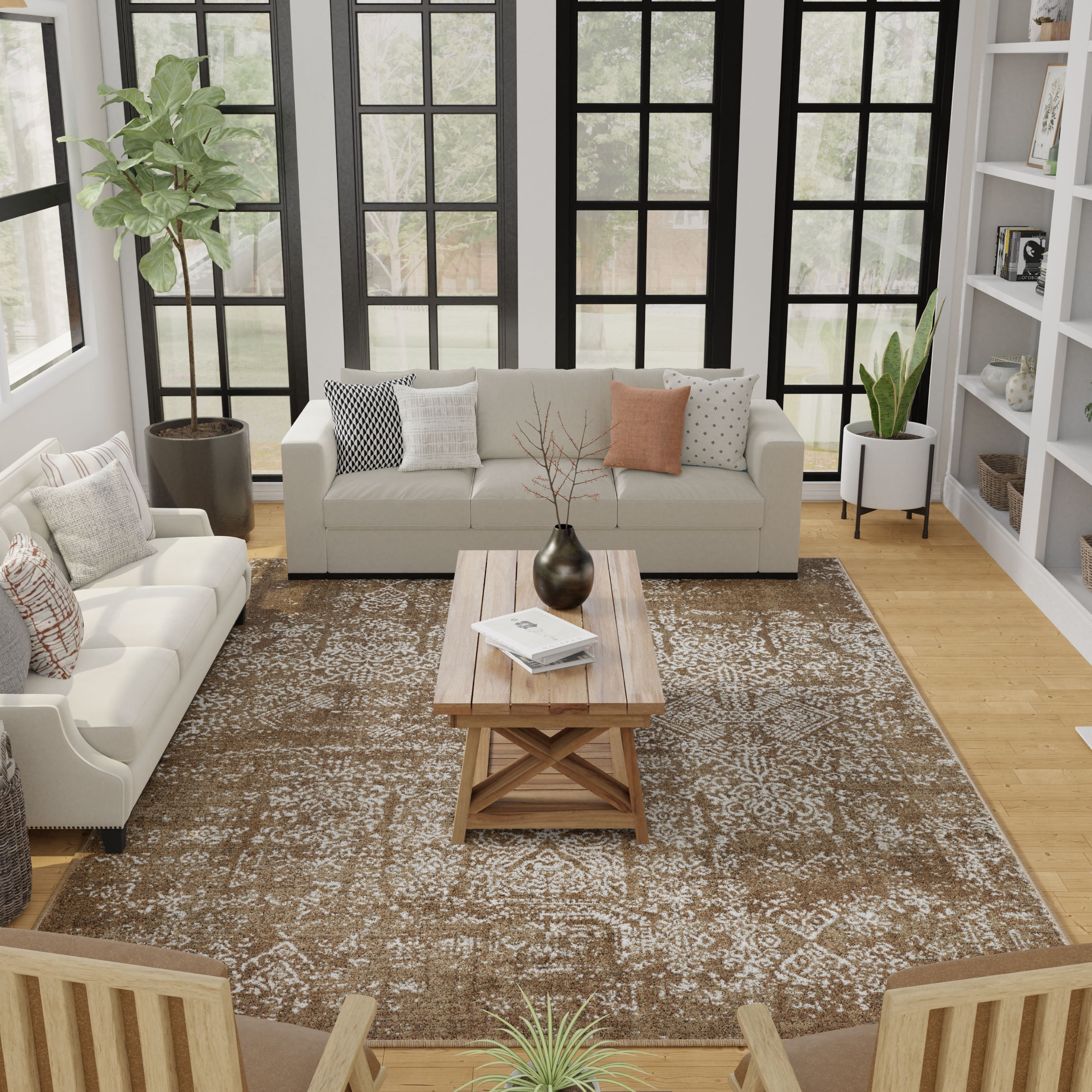 Loomaknoti Aysal Armilli 2' x 3' Brown Distressed Indoor Accent Rug
