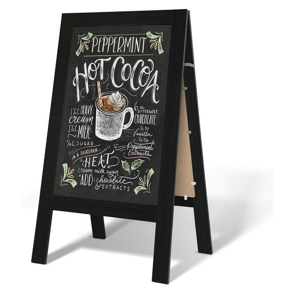 Chalkboard Signs 40x20 Standing A Frame Chalk Board Sign Sandwich Board Signs Outdoor, Double Sided Blackboard for Business, Cafe, Weddings, Black
