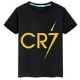 thumbnail image 4 of 2024 HOT Ronaldo Football Star Ropa estampada para niños Verano de manga corta Niños Niñas Camiseta de algodón negra Ropa deportiva Tops, 4 of 5
