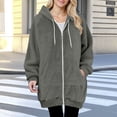 thumbnail image 3 of Lmnyox Fuzzy Long Hoodies for Women Oversized Long Sleeve Zip Up Fleece Jacket with Pocket Hooded Sweatshirts, 3 of 5