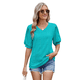 thumbnail image 1 of Camisa de Corta Abullonada para Mujer, Top de Verano, Verde Pavo Real, Talla L, 1 of 6