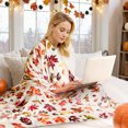 thumbnail image 5 of Manta de franela a cuadros con hojas de calabaza para sofá cama, manta suave y cálida para otoño, decoración otoñal, ambiente acogedor para el hogar, 60 x 50 pulgadas, 5 of 5