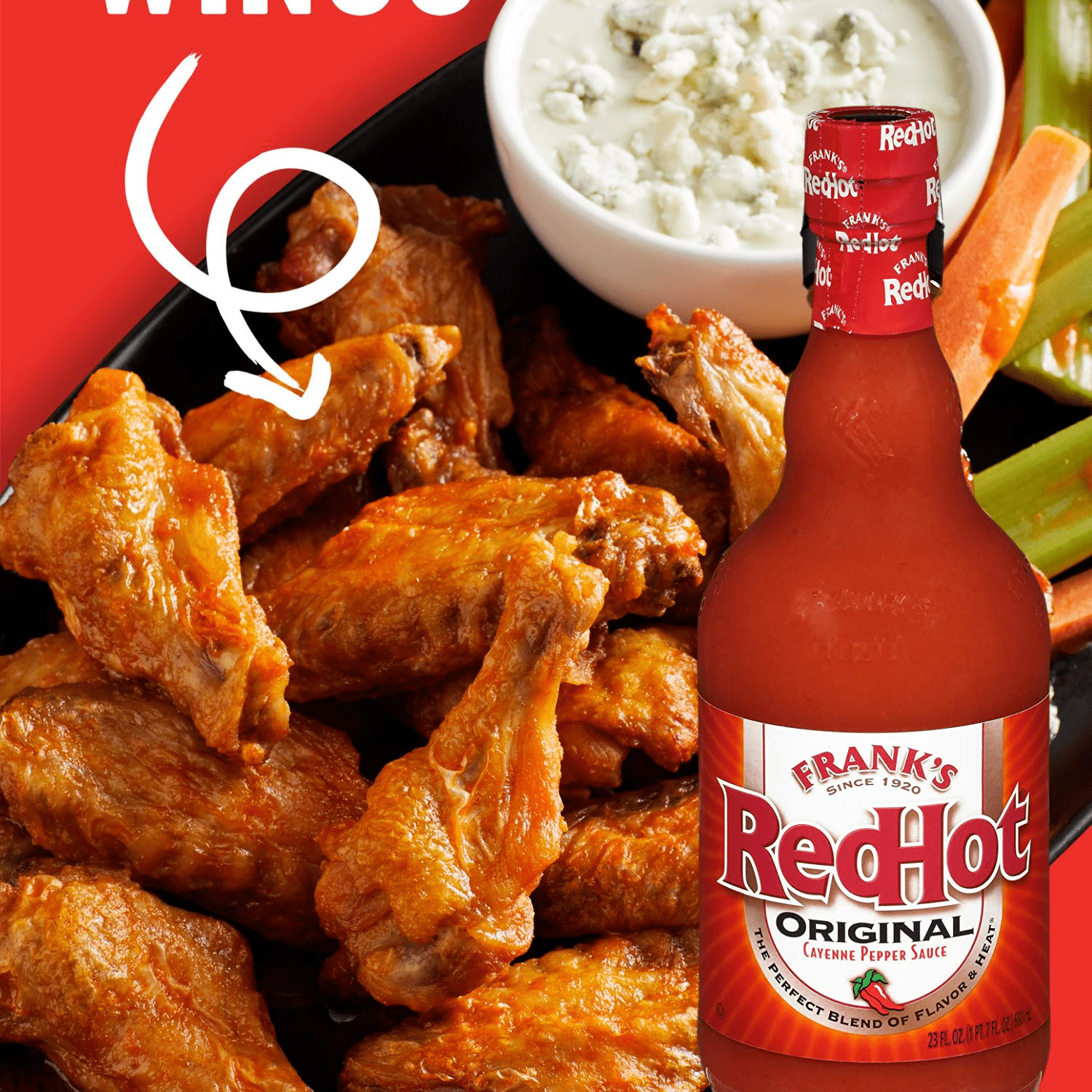 Franks RedHot Original Cayenne Pepper Hot Sauce Condiment with Blend of Flavor and Heat No Calories Fat or Preservatives Great Seasoning for Buffalo Wings Dipping Sauce and Marinade 25 fl oz.Pack of 2