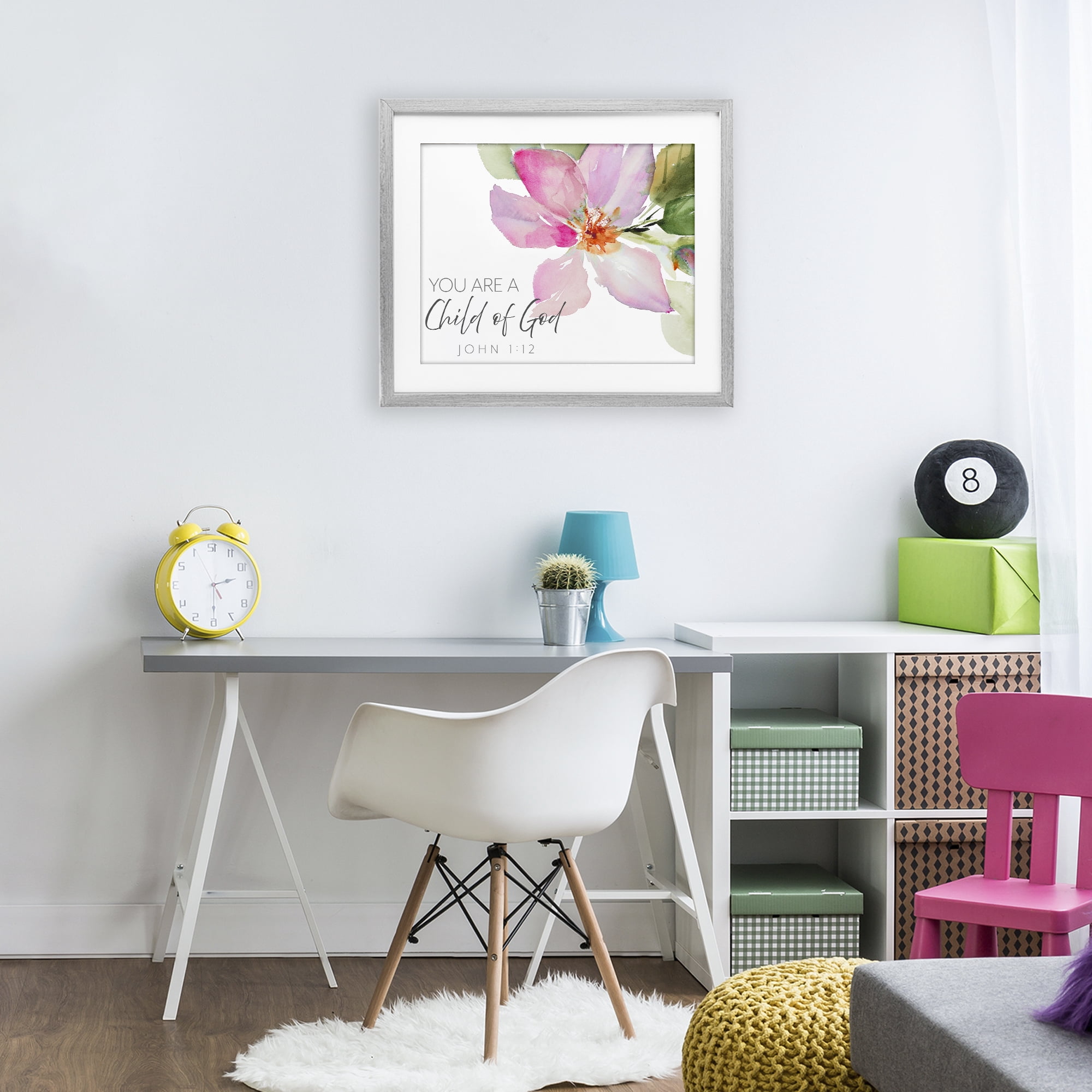Stupell Industries Child Of God Pink Flower Gray Framed Print Under Glass, design by Lanie Loreth