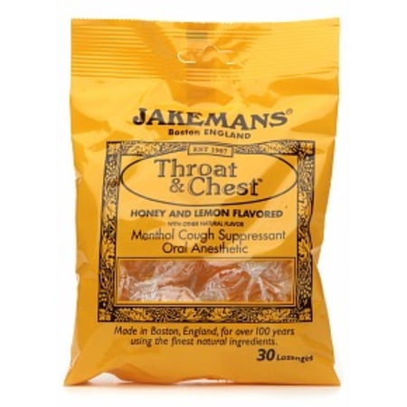 Jakemans Throat & Chest 30-Count Menthol Lozenges in Honey Lemon