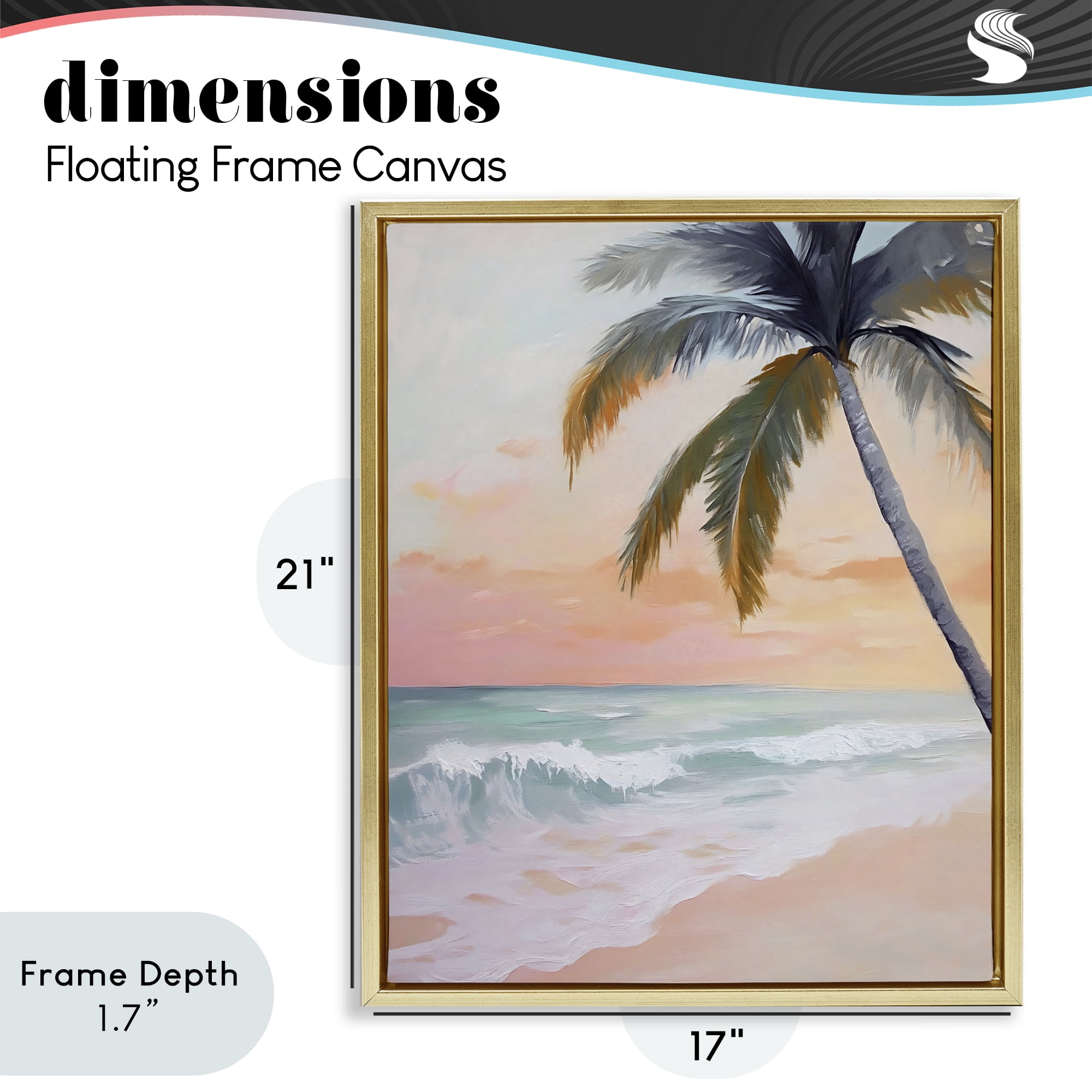 Stupell Industries Tranquil Sunset & Beach Palm Gold Framed Floater Canvas Wall Art, design by Creative Studio