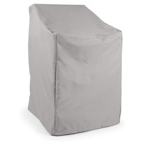 Exlonjet Stacking Chair Cover - Heavy-Duty Polyester, Weather Resistant, Drawcord , Seating and Chair Covers, 26W x 28D x 48H, Ripstop Grey