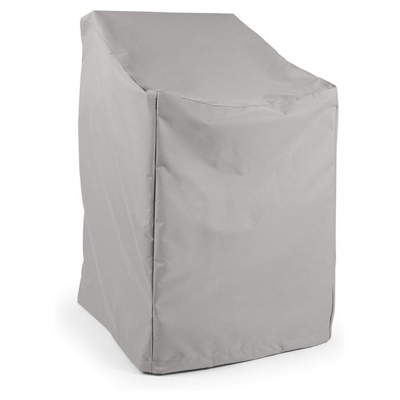 Exlonjet Stacking Chair Cover - Heavy-Duty Polyester, Weather Resistant, Drawcord , Seating and Chair Covers, 26W x 28D x 48H, Ripstop Grey