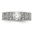 thumbnail image 4 of 14K White Gold Ring Band Engagement Semi Mount Peg Set center Stone Mounting Round Diamond, Size 5, 4 of 8
