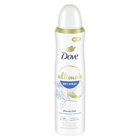 Dove Ultimate Long Lasting Female Antiperspirant Deodorant Dry Spray, Coconut and Sandalwood, 3.8 oz