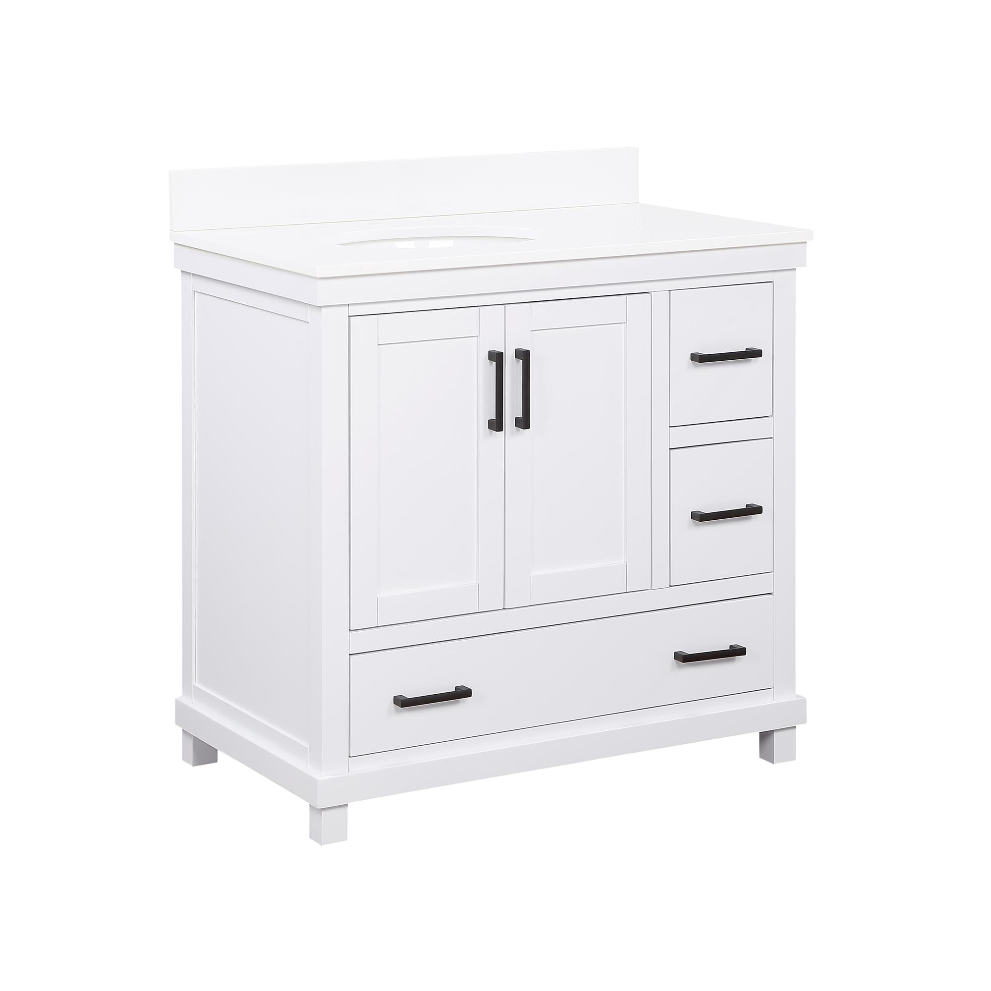 DHP Sunnybrooke 36 Inch Bathroom Vanity with Sink, White