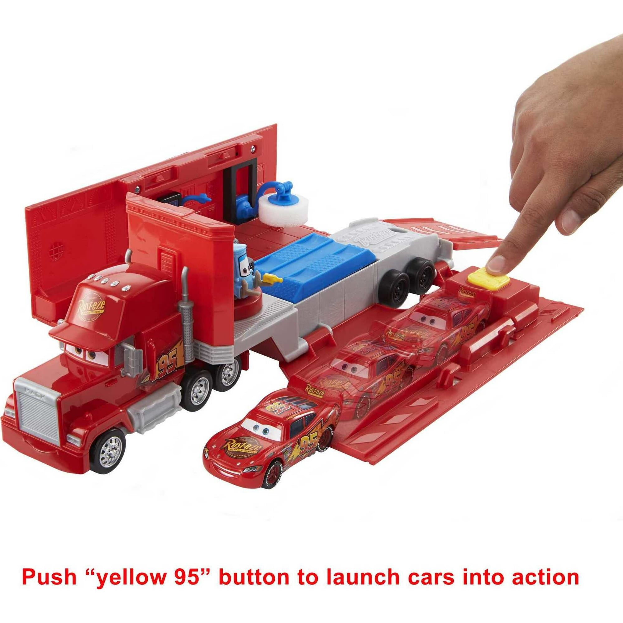 Disney Pixar Cars Transforming Mack Playset, 2-in-1 toy Truck & Tune-Up Station with Launcher
