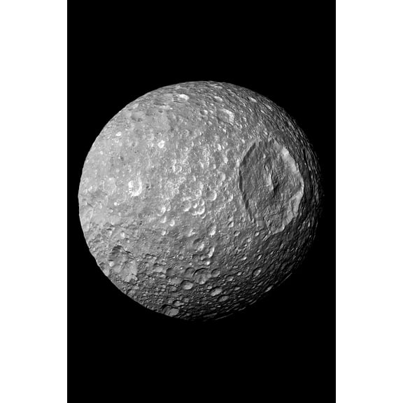 24"x36" Gallery Poster, Mimas Cassini saturn moon