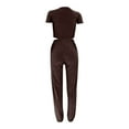 thumbnail image 4 of Xihbxyly Two Piece Two Piece Outfits for Women Summer Bodycon Biker Long Pants Tracksuit Jogger Sets Casual Plus Size Tracksuit Coffee XXL, 4 of 7